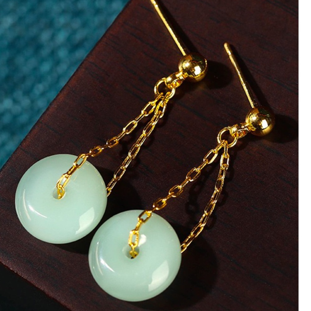 ❤️ FREE Round Circle Drop Hipster Jade Chic Glam Faux Minimalist Classy Earrings